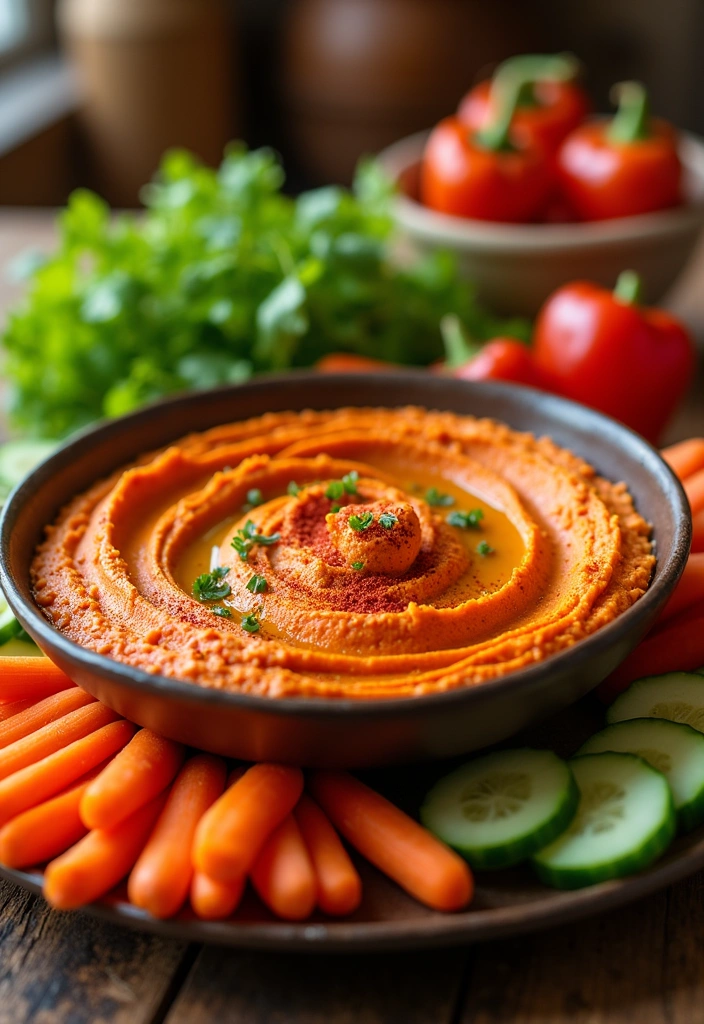 15 Unforgettable Super Bowl Dips Everyone Will Rave About (Especially #9!) - 5. Roasted Red Pepper Hummus