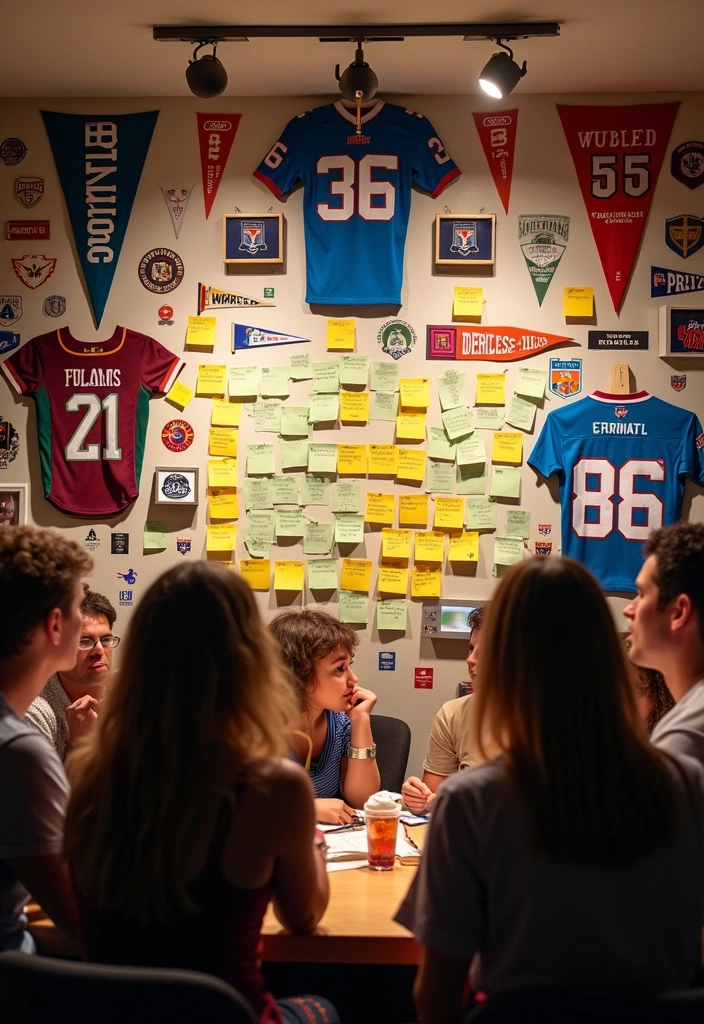 15 Game-Winning Super Bowl Decor Ideas That'll Wow Your Guests (Warning: #5 Is Epic!) - 7. Creative Team Spirit Wall