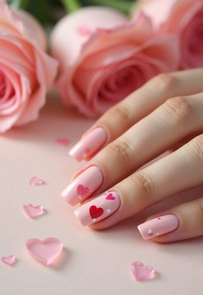 16 Adorable Valentine's Nails for Short Nails (You'll Want to Try #9!) - 13. Blushing Hearts