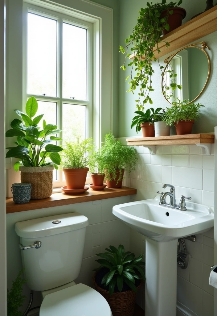 18 Clever Tiny Bathroom Ideas That Maximize Space Like a Pro! - 13. Incorporate Plants for Freshness