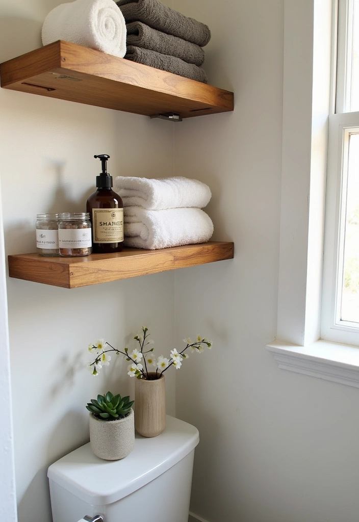 18 Clever Tiny Bathroom Ideas That Maximize Space Like a Pro! - 9. Open Shelving for Easy Access