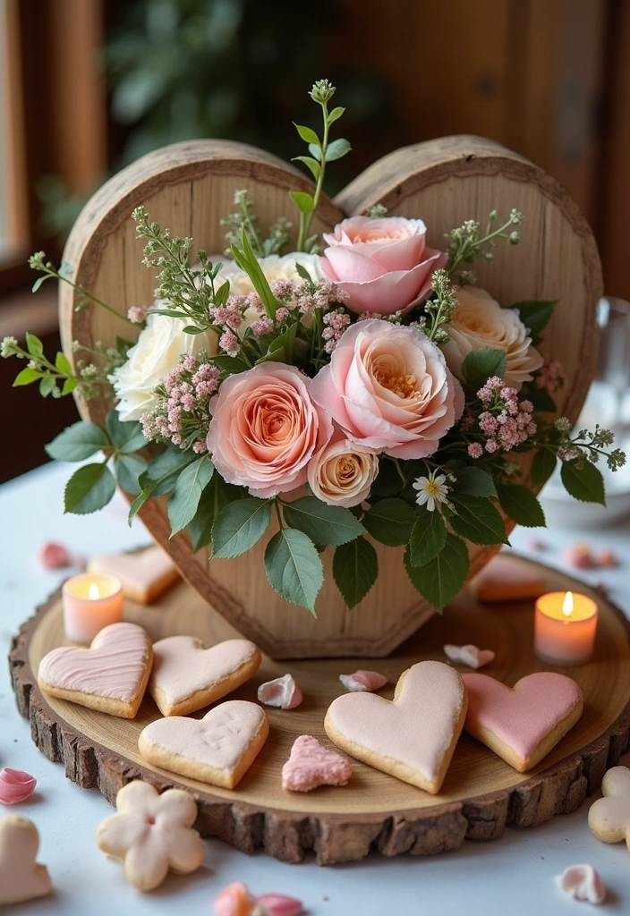 12 Rustic Valentine's Table Decor Ideas to Create a Cozy Atmosphere (You'll Love #8!) - 8. Heart-Shaped Centerpieces (You'll Love #8!)