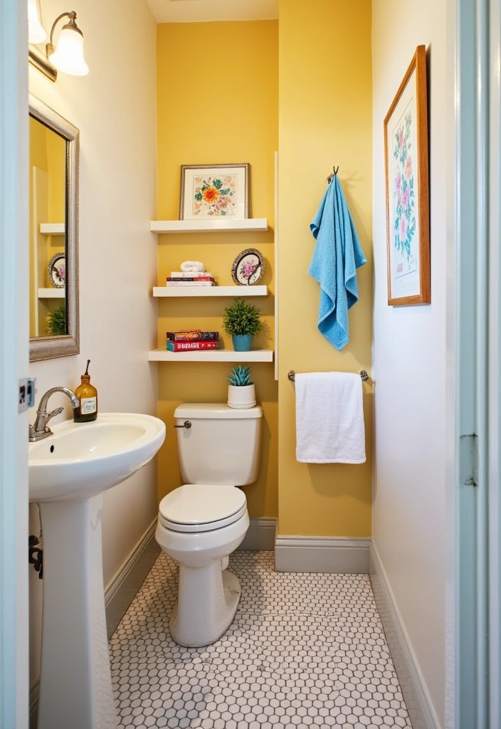 18 Clever Tiny Bathroom Ideas That Maximize Space Like a Pro! - 15. Colorful Accents to Brighten the Space