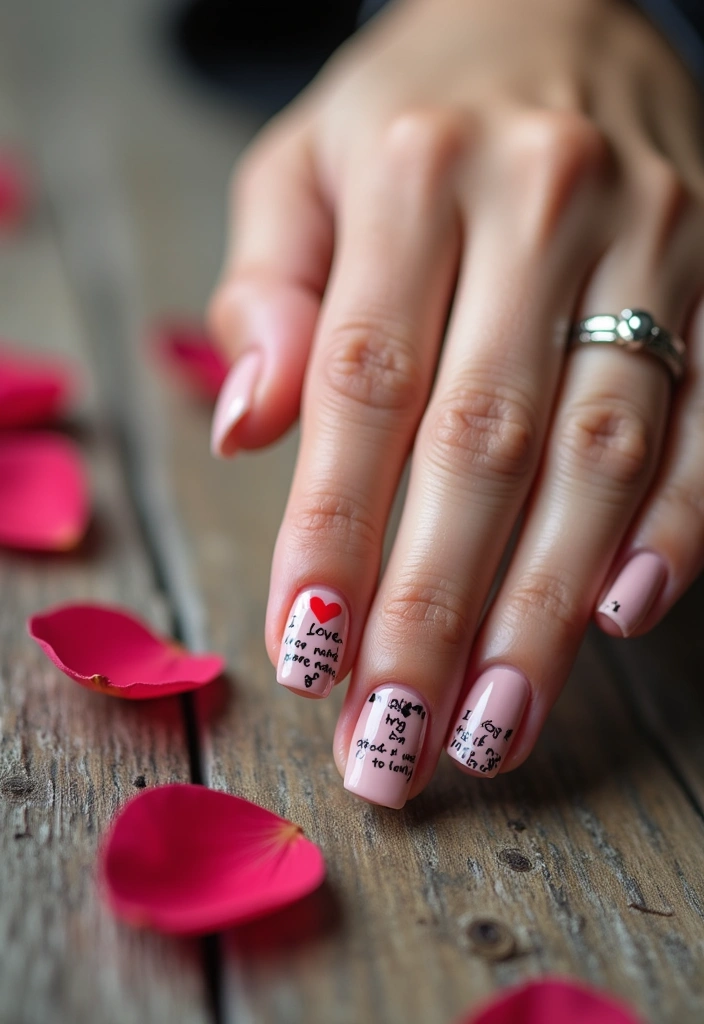 16 Adorable Valentine's Nails for Short Nails (You'll Want to Try #9!) - 16. Heartfelt Messages