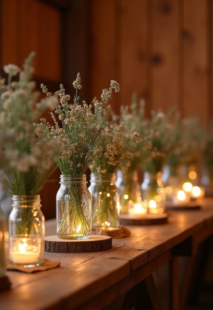 12 Rustic Valentine's Table Decor Ideas to Create a Cozy Atmosphere (You'll Love #8!) - 1. Charming Mason Jar Centerpieces