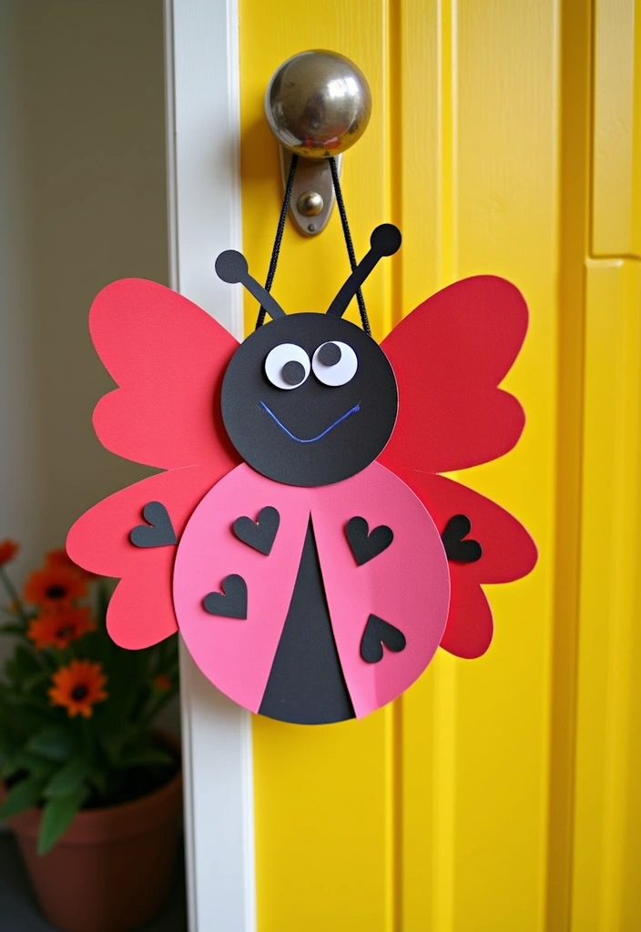 13 Adorable Kids Valentine Crafts for Door Decor That Will Make Their Hearts Shine! - 3. Love Bug Door Hanger