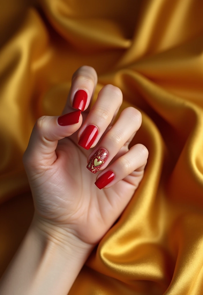 16 Adorable Valentine's Nails for Short Nails (You'll Want to Try #9!) - 2. Classic Red and Gold