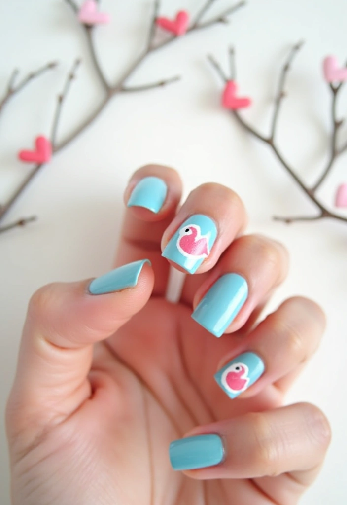 16 Adorable Valentine's Nails for Short Nails (You'll Want to Try #9!) - 12. Love Birds