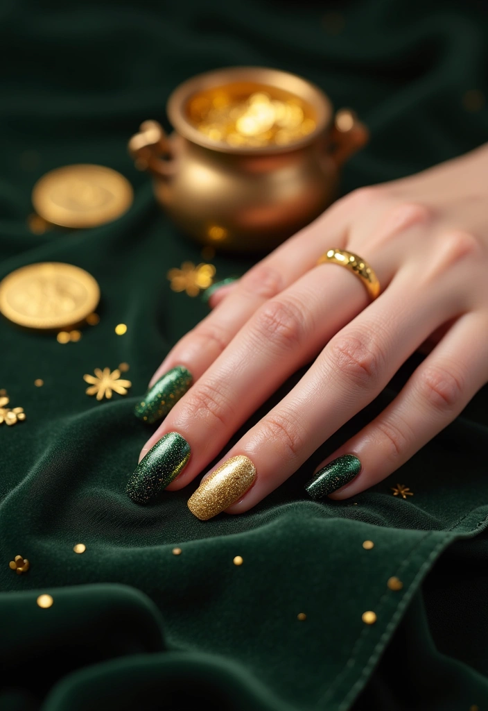 18 Irresistible St. Patrick's Day Nail Ideas That Will Make You Feel Lucky! - 2. Glittering Gold