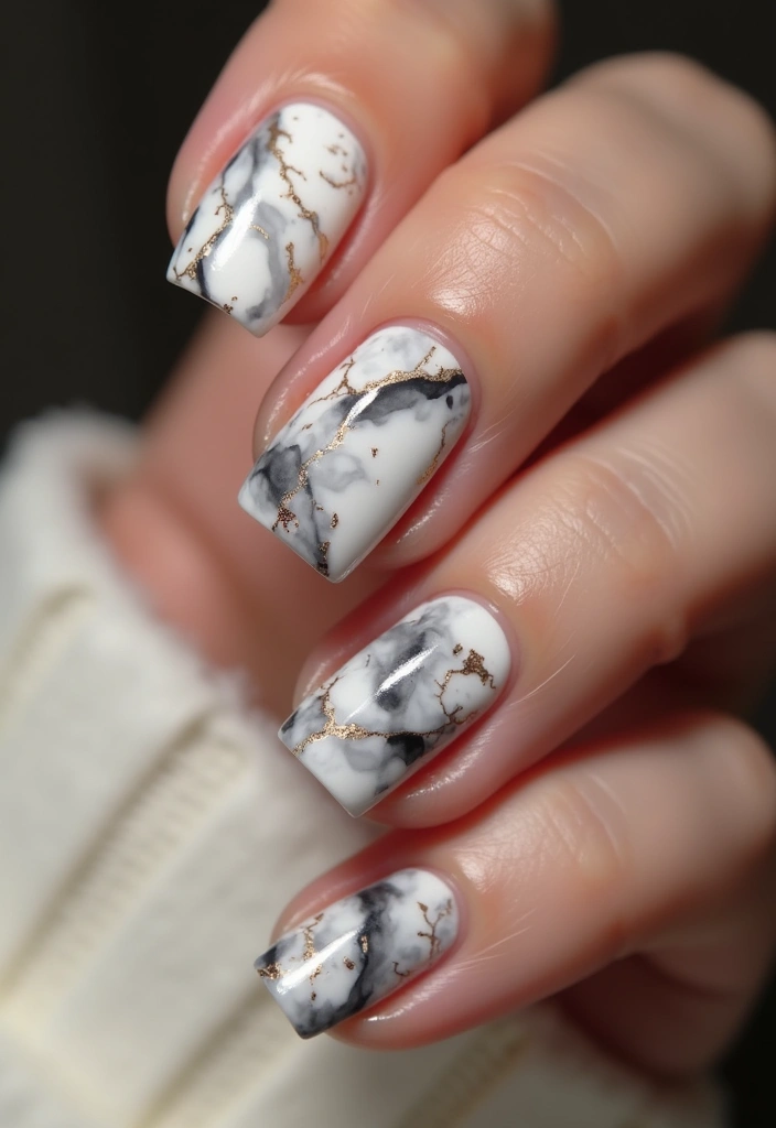 14 Chic Minimalist February Nails That Prove Less Is More (You’ll Adore #8!) - 11. Touch of Marble