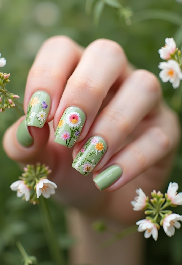 18 Irresistible St. Patrick's Day Nail Ideas That Will Make You Feel Lucky! - 12. Floral Fantasy