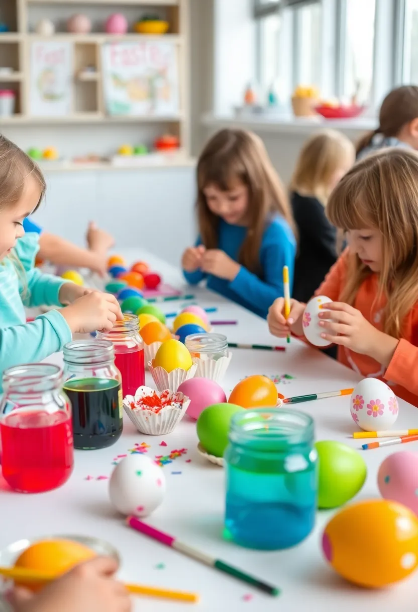 14 Fun Easter DIY Projects for Kids (They’ll Love #7 the Most!) - 1. Colorful Egg Decorating Station