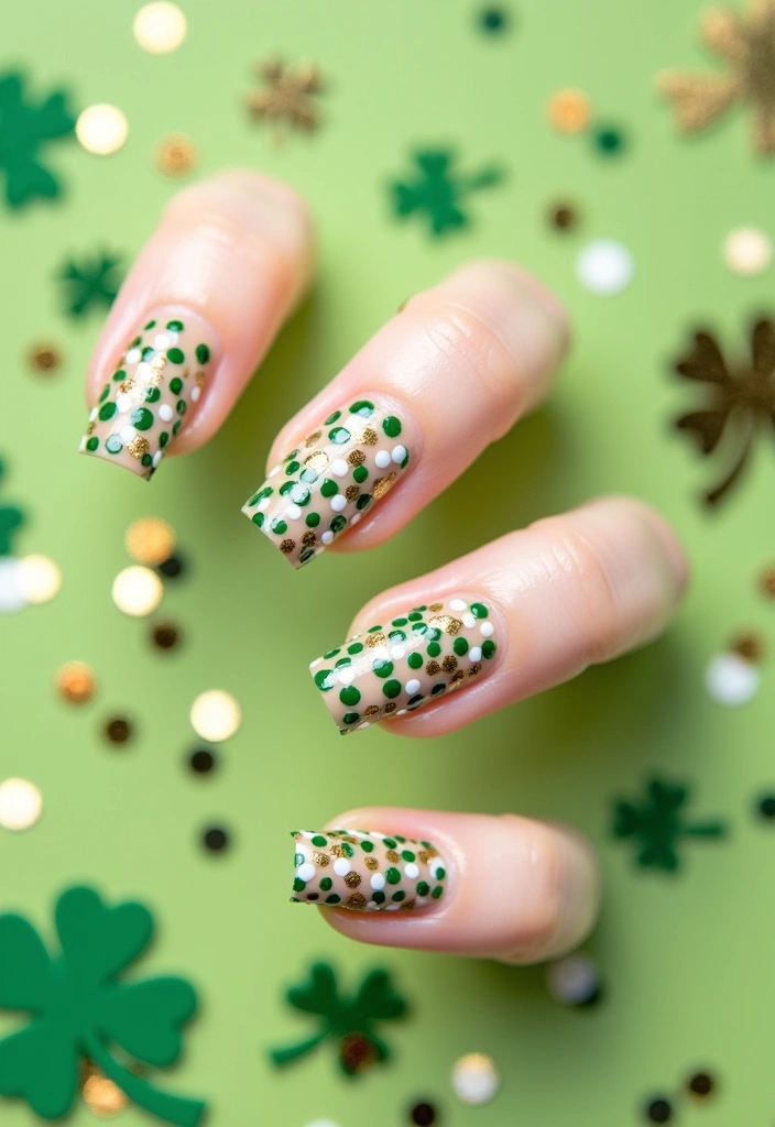 18 Irresistible St. Patrick's Day Nail Ideas That Will Make You Feel Lucky! - 9. Dotted Delight