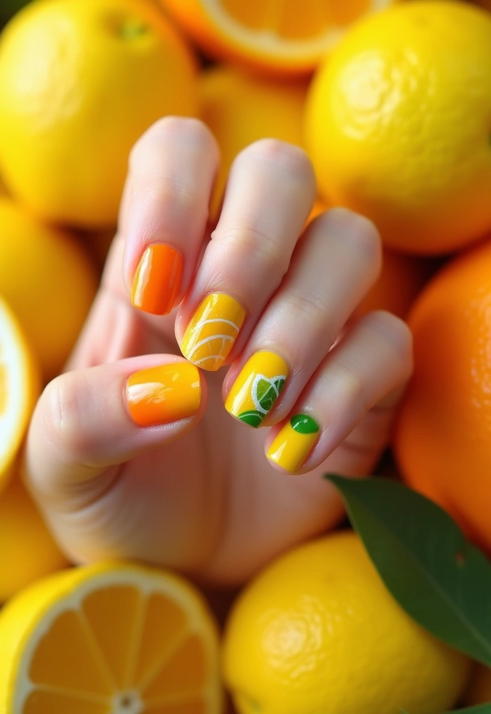 15 Stunning March Nails That'll Make You Ready for Spring (You Won't Believe #5!) - 3. Bright Citrus Burst