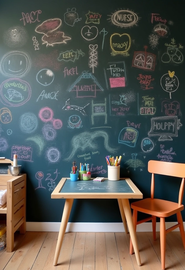 24 DIY Decorations for Kids' Rooms That Will Transform Their Space (You'll Love #11!) - 5. Chalkboard Accent Wall