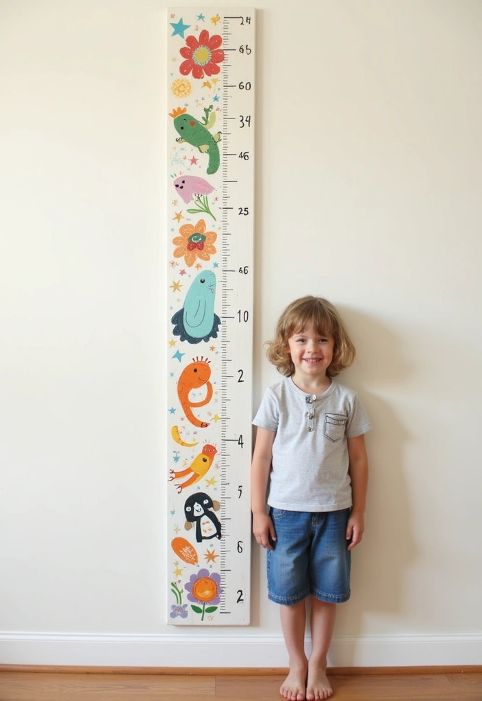 24 DIY Decorations for Kids' Rooms That Will Transform Their Space (You'll Love #11!) - 3. Personalized Growth Chart