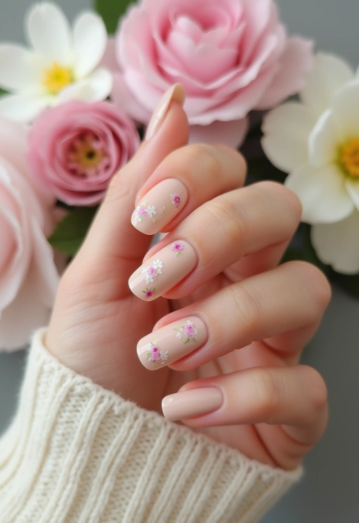 14 Chic Minimalist February Nails That Prove Less Is More (You’ll Adore #8!) - 8. Dainty Floral Accents