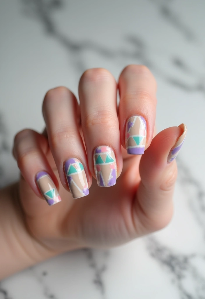 15 Stunning March Nails That'll Make You Ready for Spring (You Won't Believe #5!) - 4. Geometric Spring Patterns