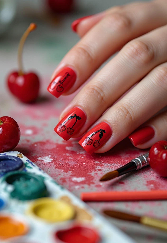 10 Vibrant Cherry Nail Colors That Will Brighten Your Day (Must-Try #5!) - 10. Cherry Nail Art