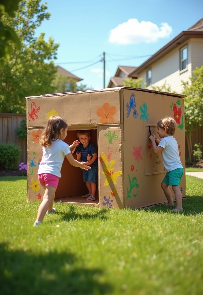 18 Genius Recycled Crafts for Kids That Will Inspire Eco-Friendly Fun (Don’t Miss #11!) - 8. Cardboard Box Forts