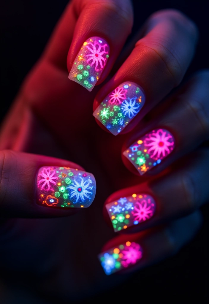 15 Gorgeous Floral Spring Nails to Bloom Your Nail Game (You Won't Believe #9!) - 13. Neon Floral Burst