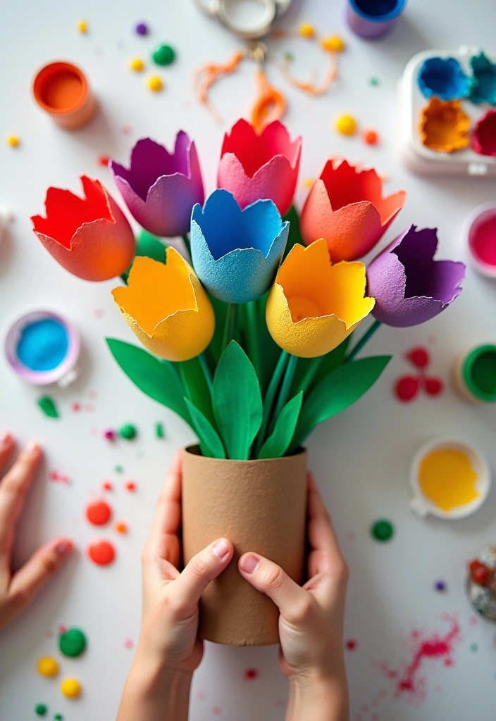 18 Genius Recycled Crafts for Kids That Will Inspire Eco-Friendly Fun (Don’t Miss #11!) - 2. Egg Carton Flowers