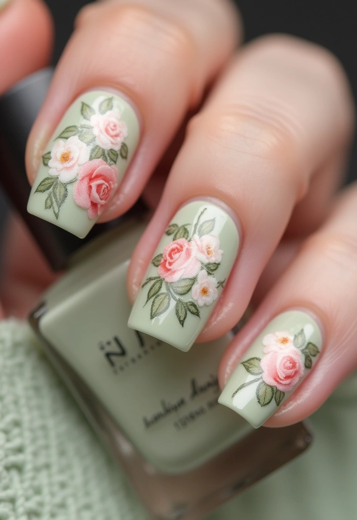 15 Gorgeous Floral Spring Nails to Bloom Your Nail Game (You Won't Believe #9!) - 5. Elegant Rose Garden