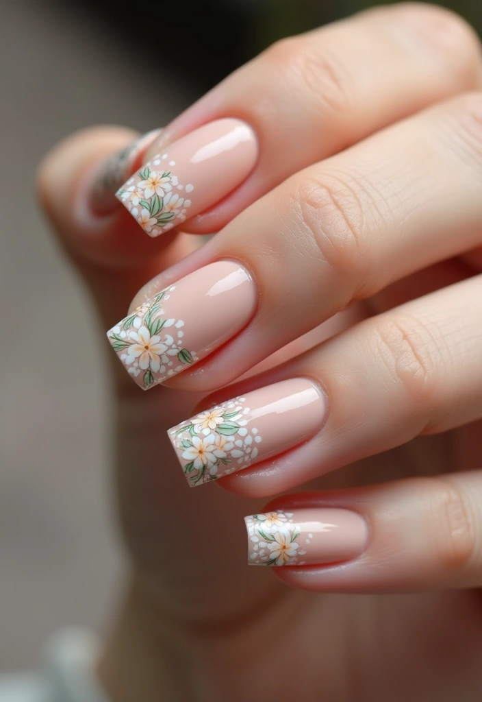 15 Gorgeous Floral Spring Nails to Bloom Your Nail Game (You Won't Believe #9!) - 14. Floral French Tips