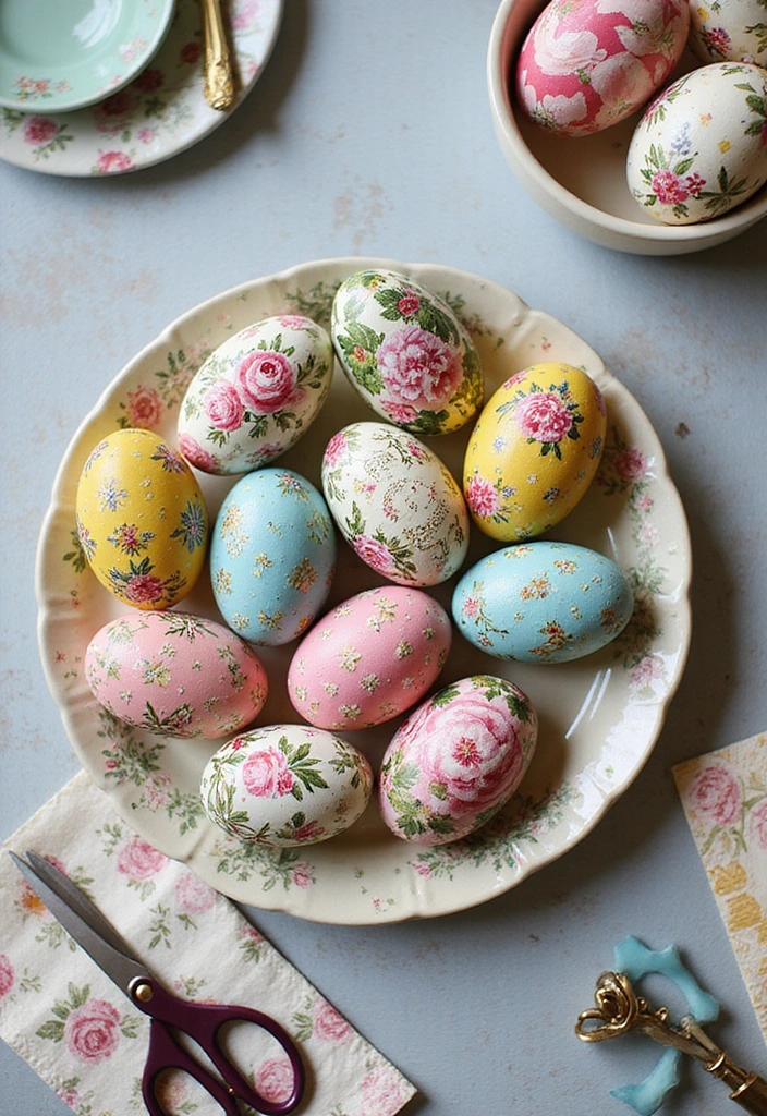 15 Creative Easter Egg Decorating Ideas That'll Wow Your Guests! - 4. Decoupage Delight
