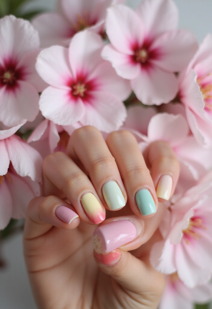 12 Creative Nail Art Ideas for April That Will Blow Your Mind! - 1. Pastel Rainbow Delight